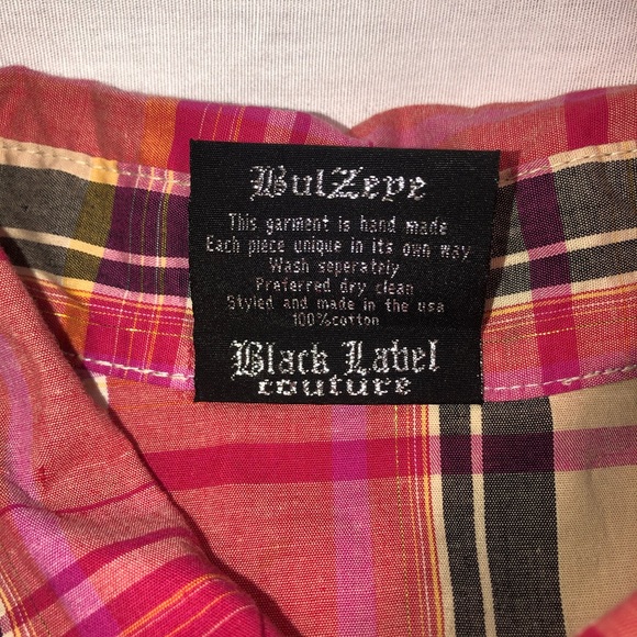 Men’s Bulzeye Black Label Plaid Button Up Short Sleeve Shirt Size XL - Picture 6 of 7